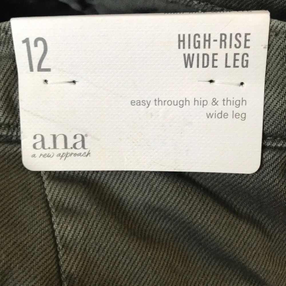 A.N.A Womens Size‎ 12 Olive Green Wide-Leg Trouser Jeans